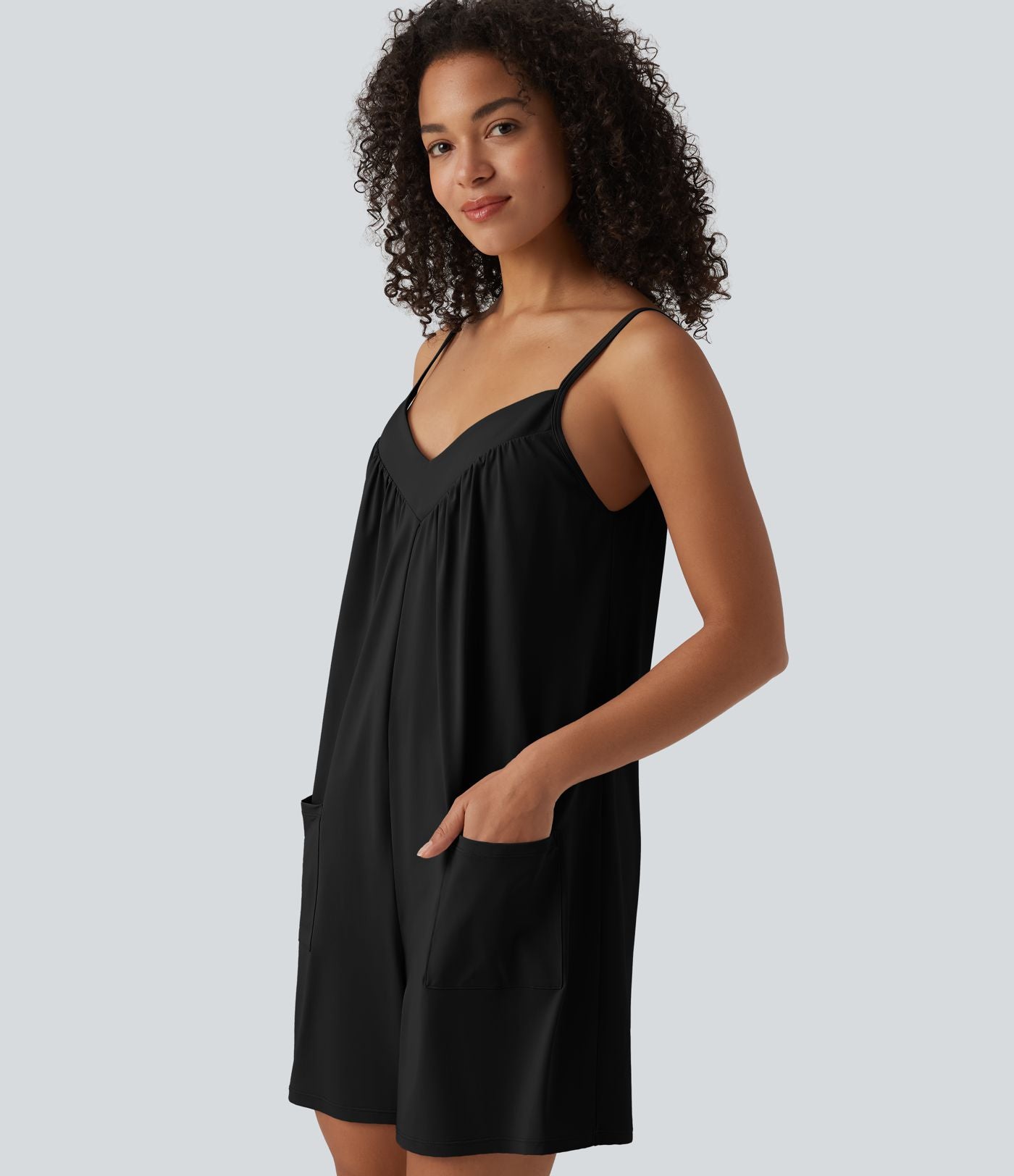 Combishort casual col V avec poches