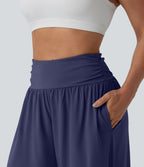 Pantalon fluide Breezeful™ taille haute à séchage rapide avec fronces, fente et poches