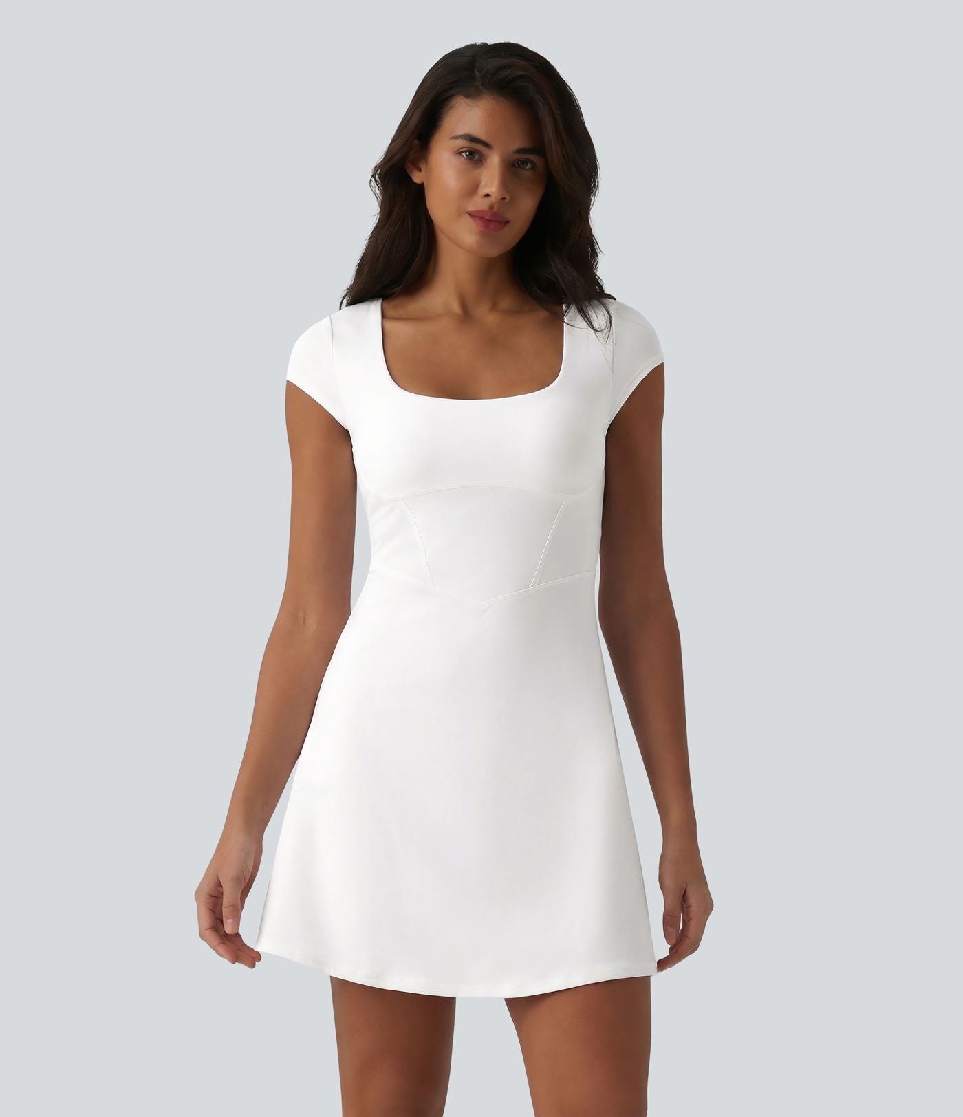 Robe décontractée mini 2-en-1 Softlyzero™ Plush à col carré style corset avec poche