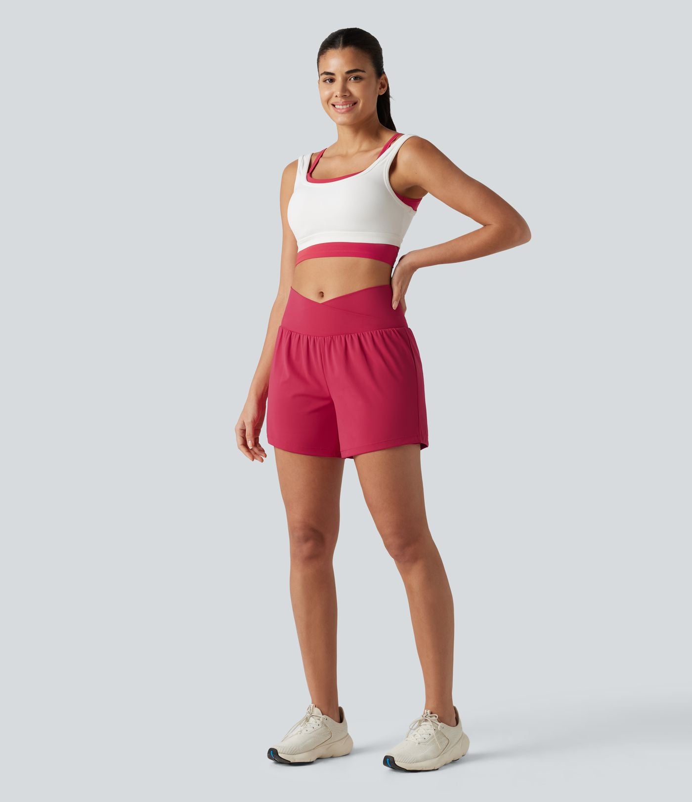 Short de yoga SoftlyZero™ Airy croisé taille haute 2-en-1 effet frais InstantCool 12,5 cm avec poches