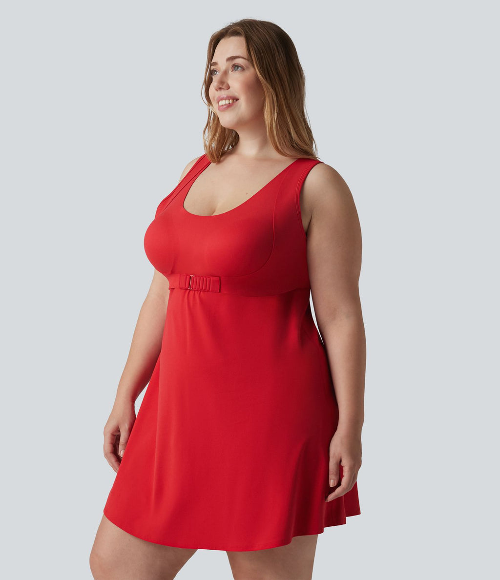 Robe de tennis 2-en-1 Halara UltraSculpt™ grande taille avec soutien-gorge intégré push-up et poches - Édition Easy Peasy