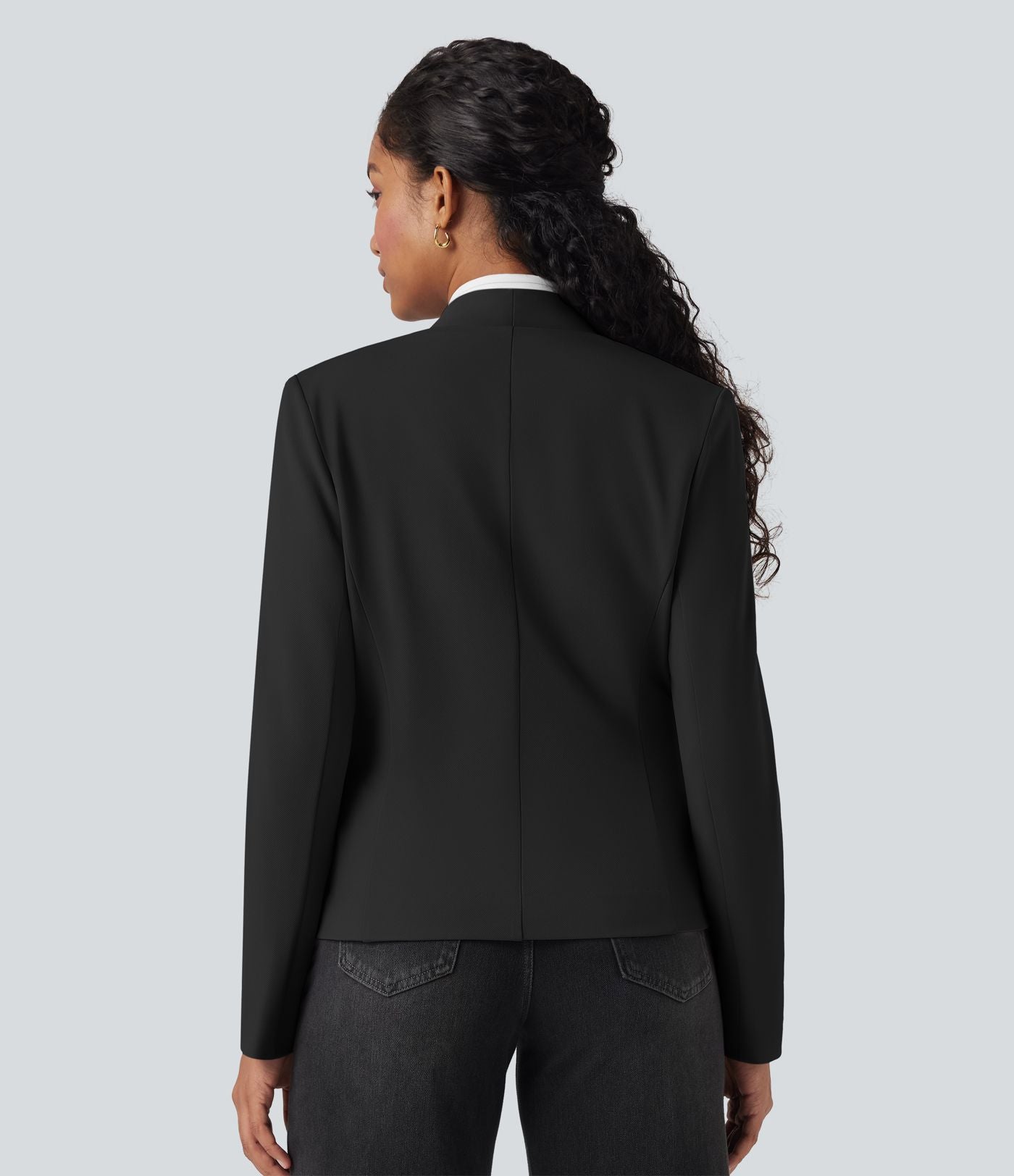 Blazer tailleur ajusté en sergé manches longues avec poches