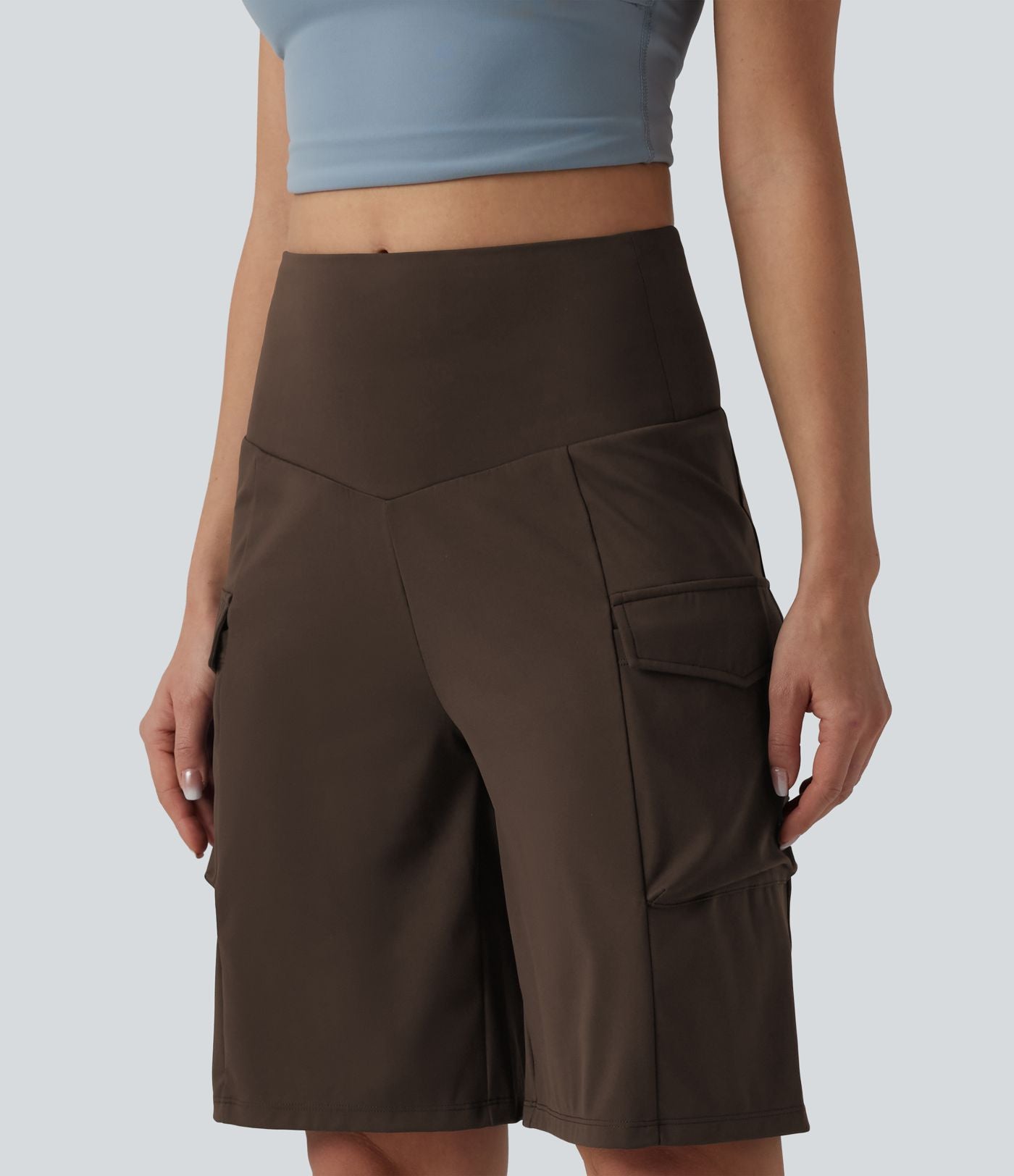 Short cargo yoga ample taille mi-haute avec poches