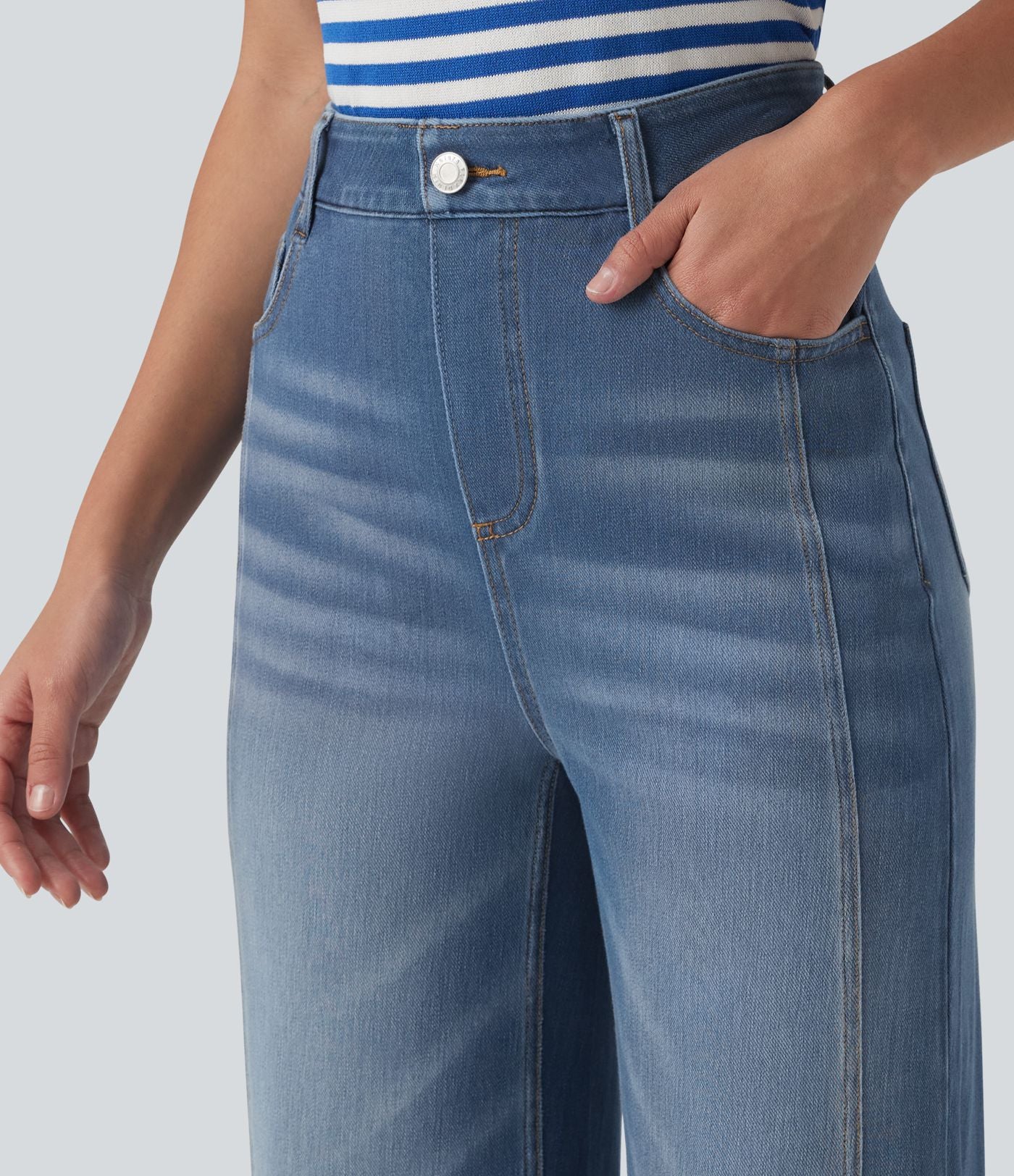 Jean Halara Flex™ taille haute, coupe droite décontractée, avec poches