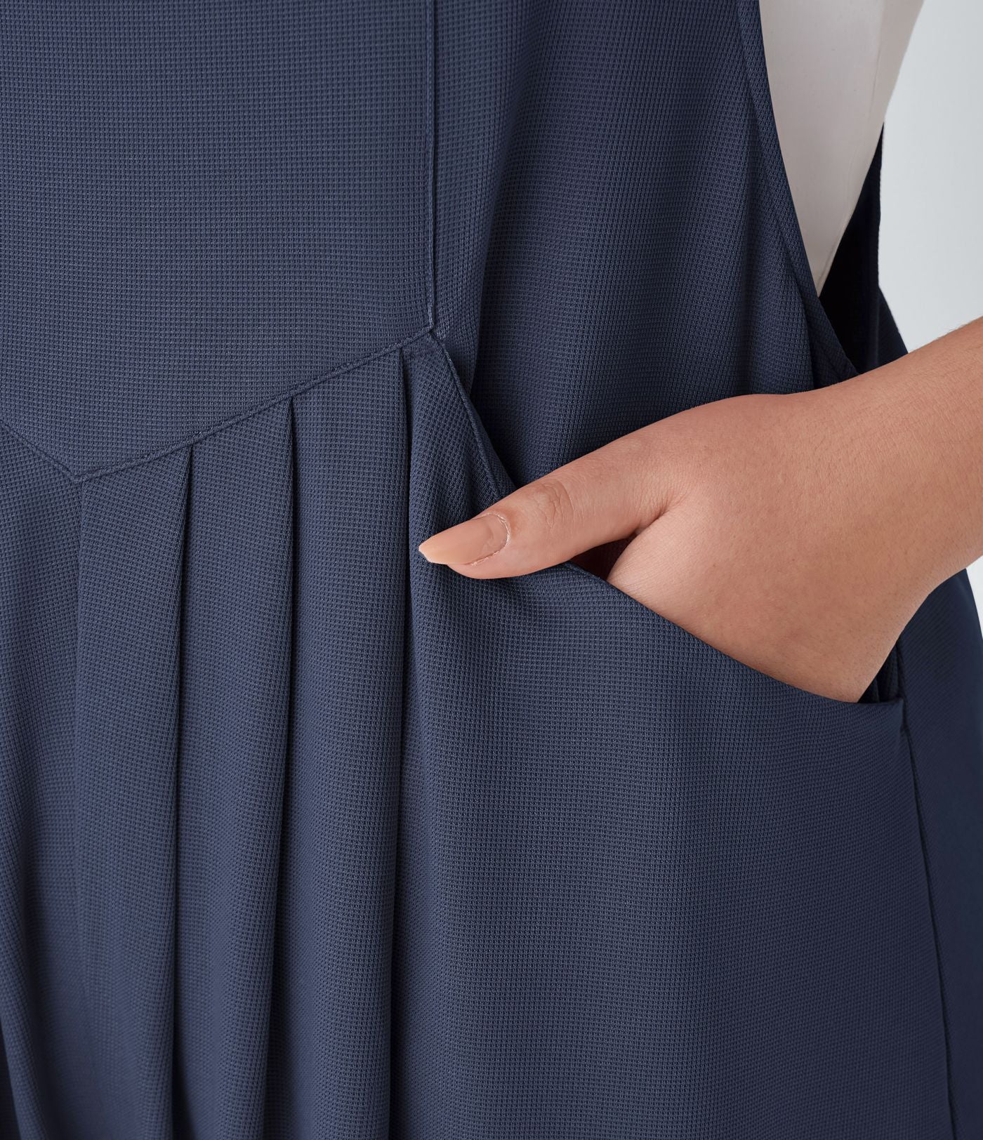 Salopette Casual Grande Taille en Gaufré avec Bretelles Ajustables Boutons et Poches Multiples