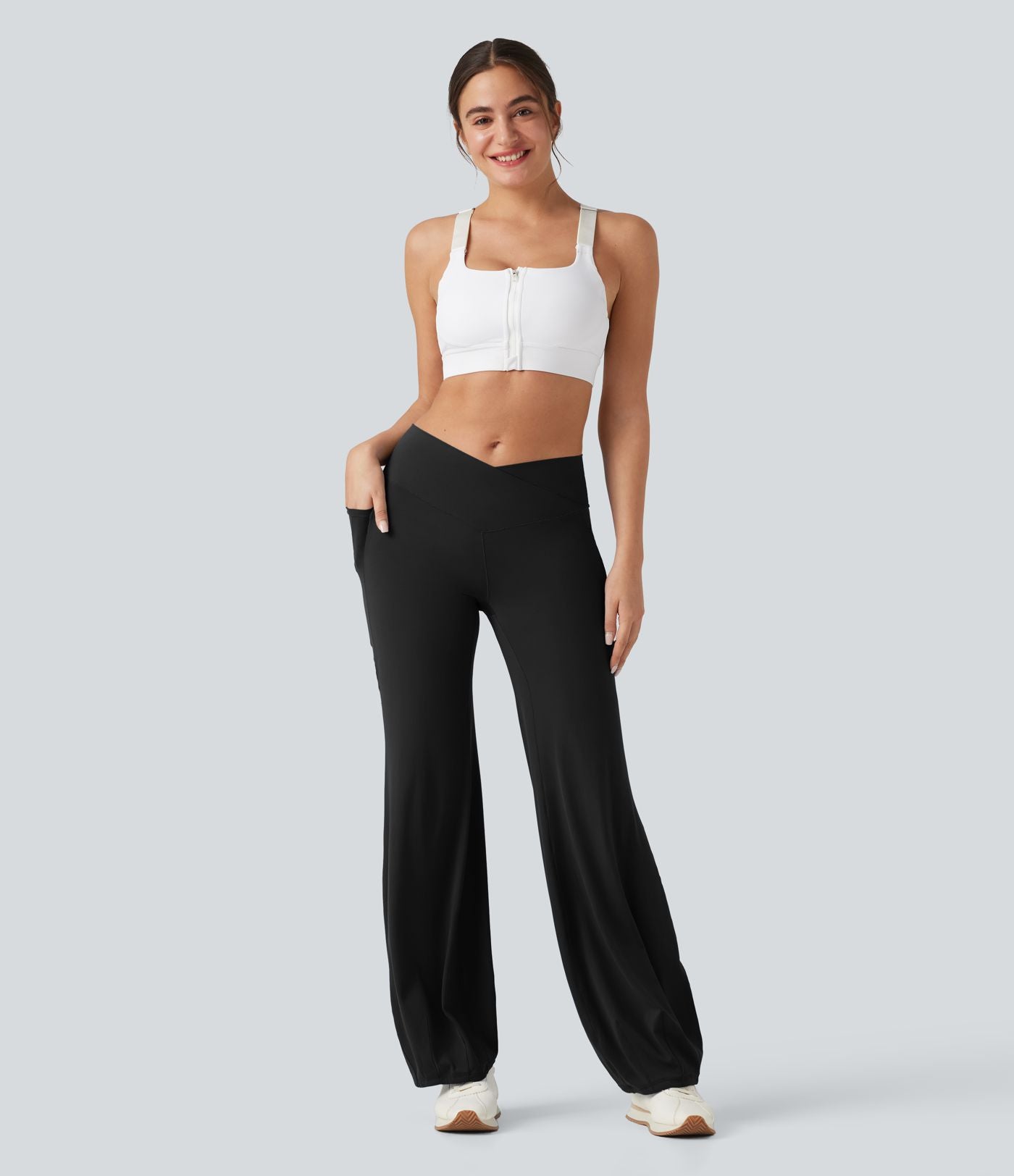 SoftlyZero™ Jogging de danse croisé taille haute avec poches - UPF50+