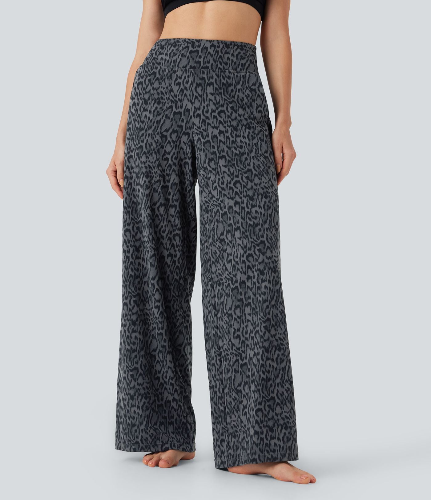Pantalon de yoga large Halara UltraSculpt™ taille haute imprimé léopard avec poches