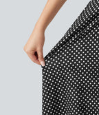 Robe midi fluide à pois à bretelles croisées dos nu col carré sans manches froncée avec soutien-gorge intégré