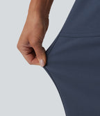 Pantalon casual droit taille haute avec poches