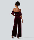 Combinaison velours bustier fendue manches bouffantes - Easy Peasy