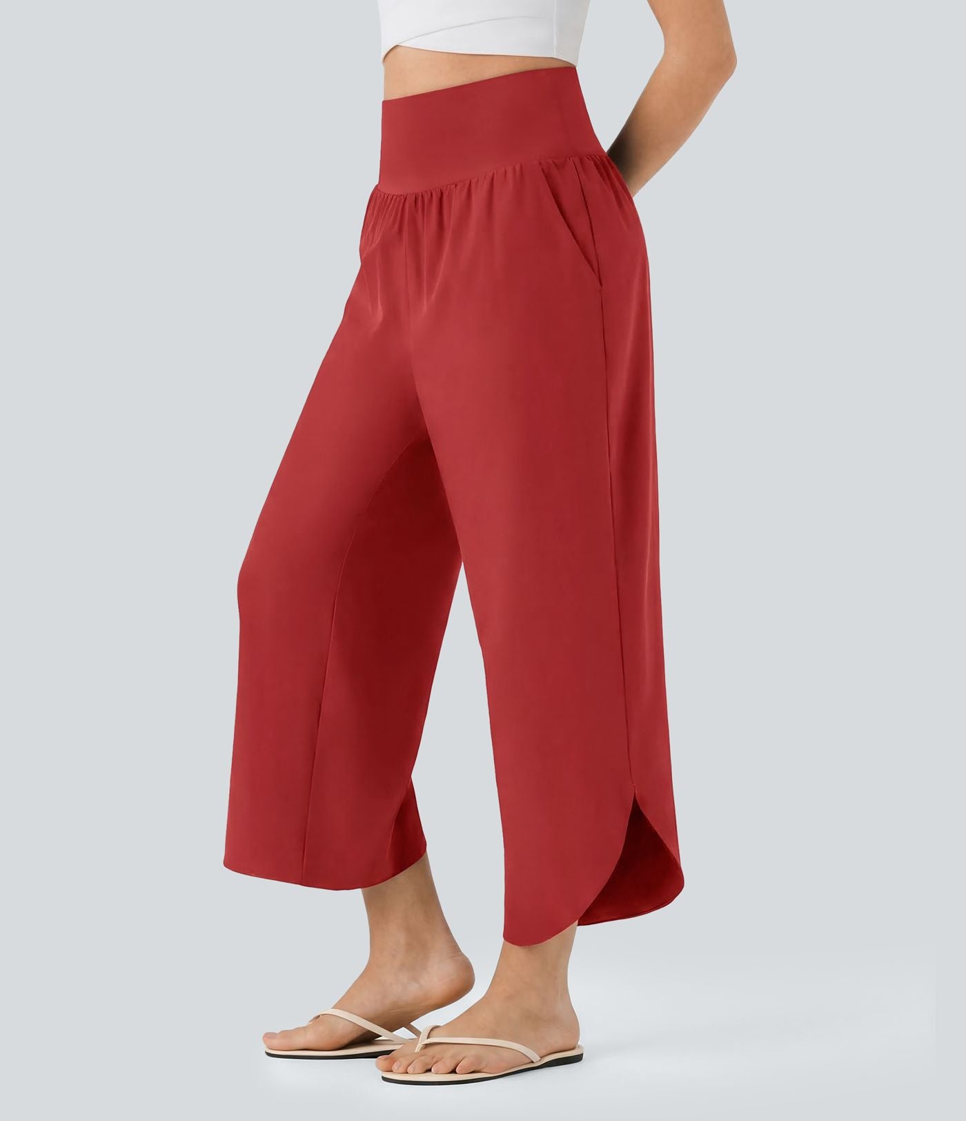 Pantalon fluide resort Breezeful™ à séchage rapide, coupe fendue et effet ventre plat