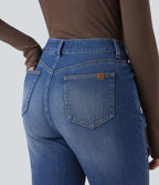 Jean décontracté Halara Flex™ ajusté taille haute ourlet retroussé avec poches