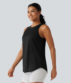 Débardeur de running longueur allongée en mesh contrasté avec ourlet arrondi