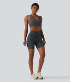 Short cycliste d'entraînement Halara UltraSculpt™ taille haute gainant imprimé léopard 17,5 cm avec poches