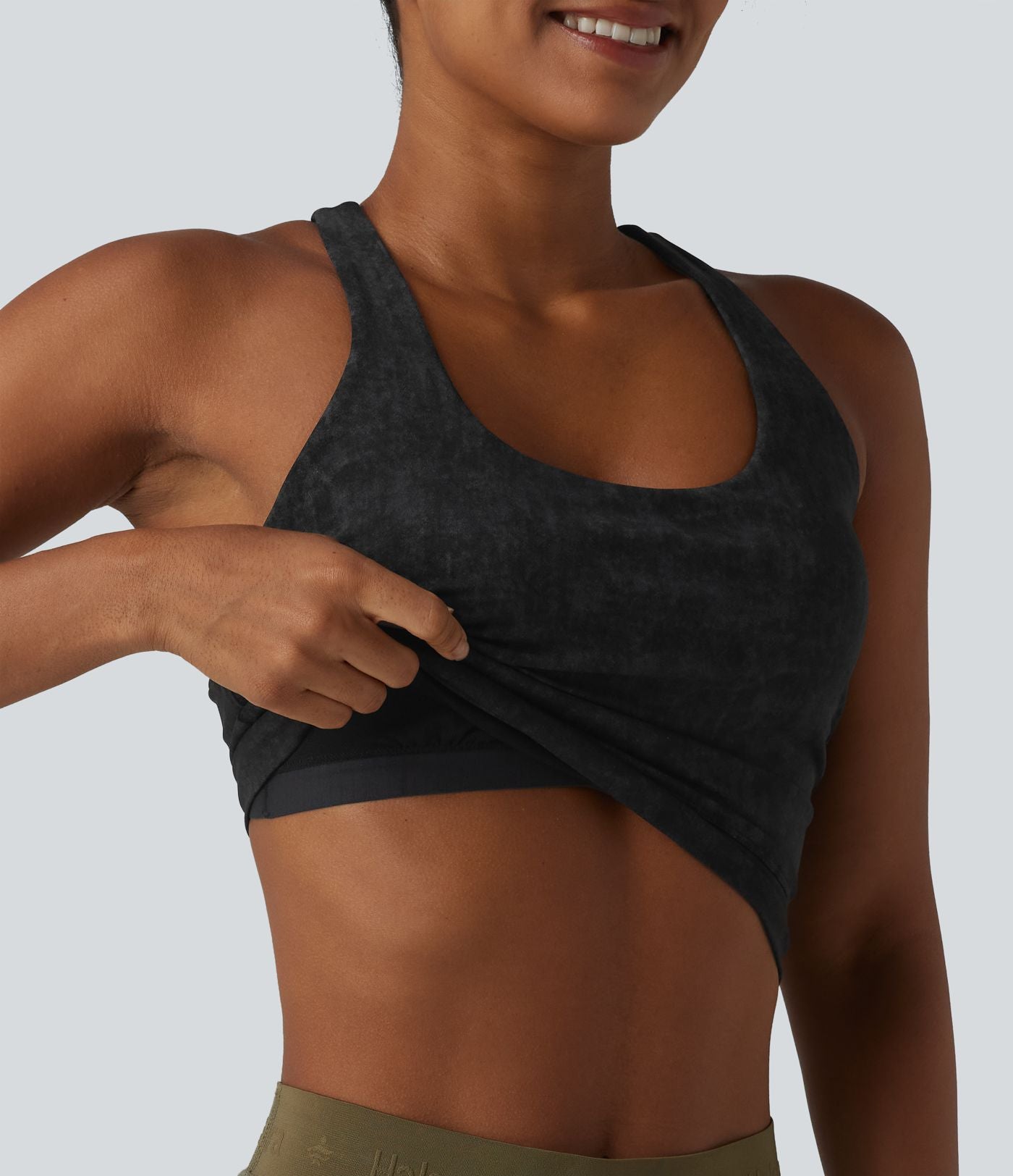 Brassière de sport courte col U dos nageur avec brassière intégrée