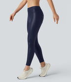Pantalon de yoga gainant taille haute brillant effet cuir avec poches Halara Ultrasculpt™