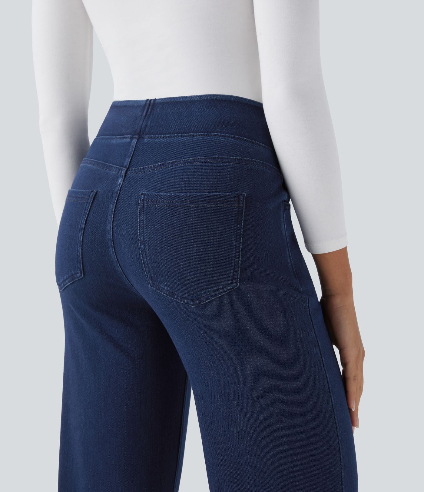 Halara Flex™ Jean Droites Travail en Maille Extensible Taille Haute Plusieurs Poches