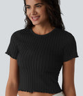 T-shirt crop décontracté OneForm Seamless Flow col rond manches courtes