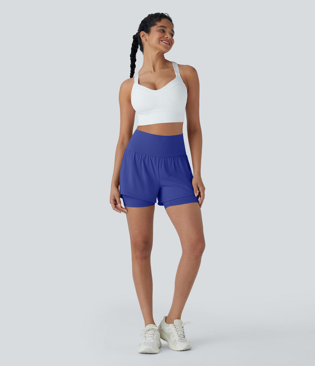 Short de yoga 2-en-1 SoftlyZero™ Airy taille très haute effet frais InstantCool 12,5 cm avec poches