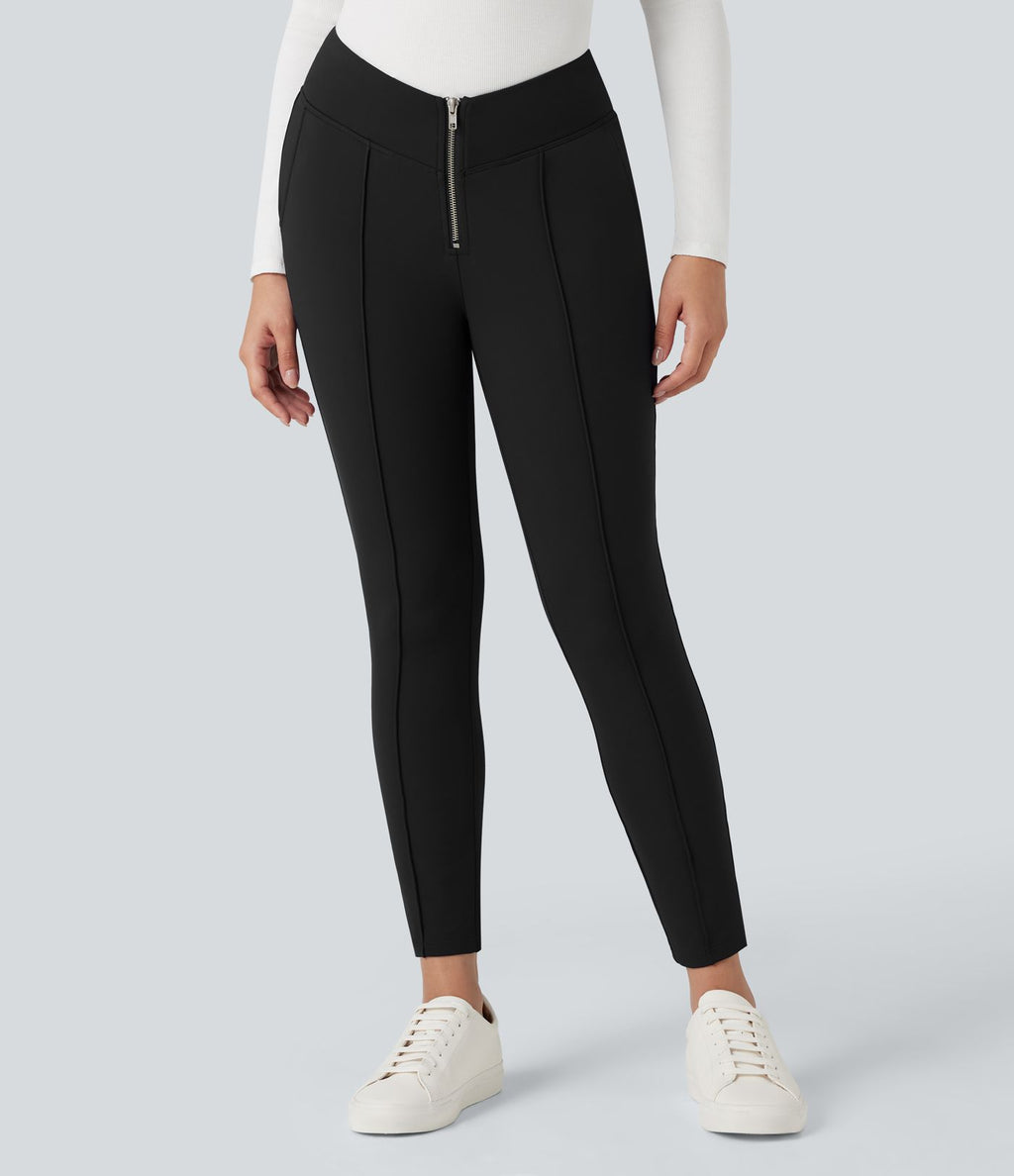 Pantalon tailleur thermique SoftlyZero™ Plush taille en V taille haute avec fermeture éclair et poches