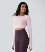 Top Sport Yoga Uni à Trou pour le Pouce Coupe Courte