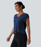 T-shirt casual col V manches courtes