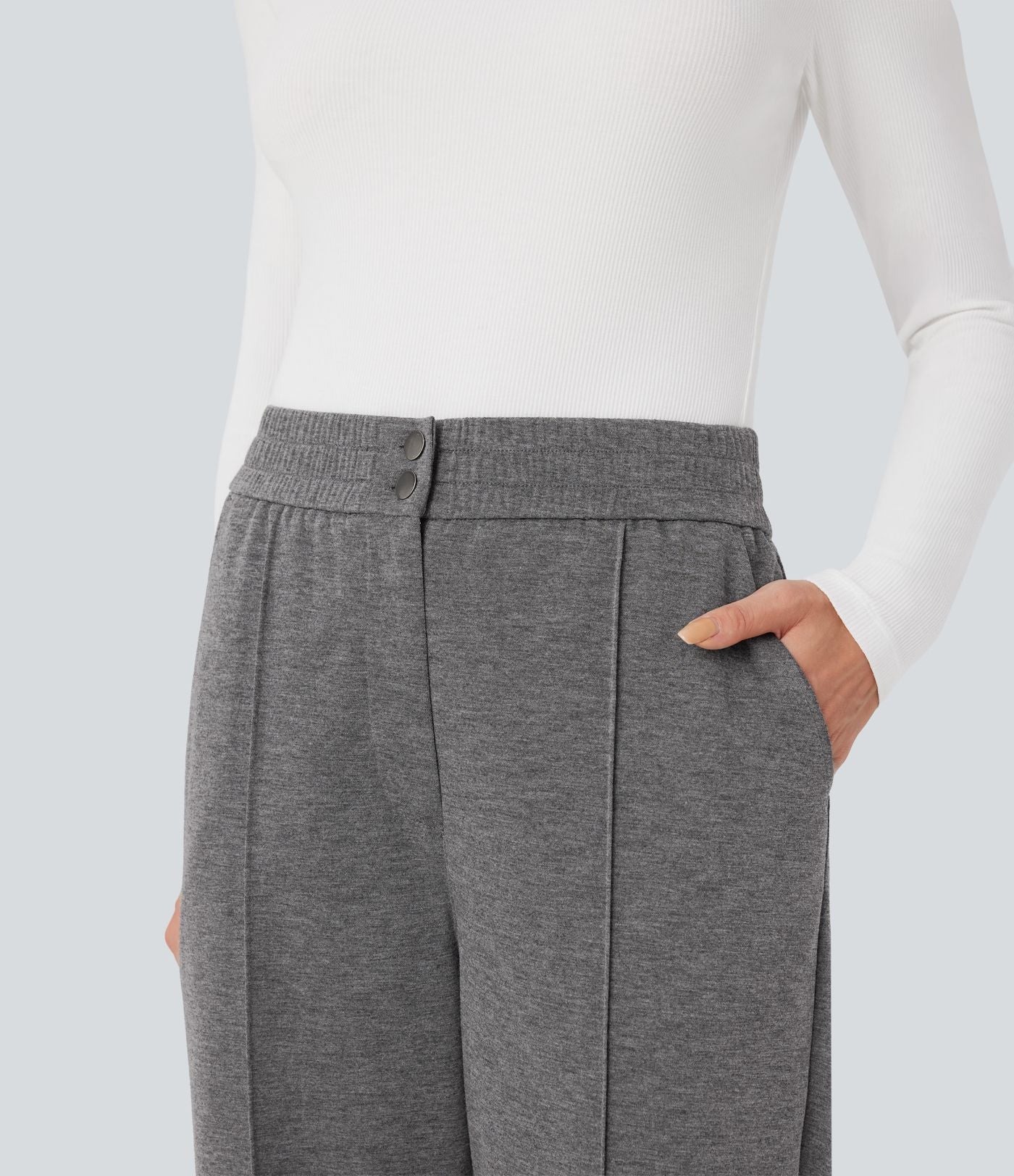 Pantalon tailleur droit taille haute avec poches