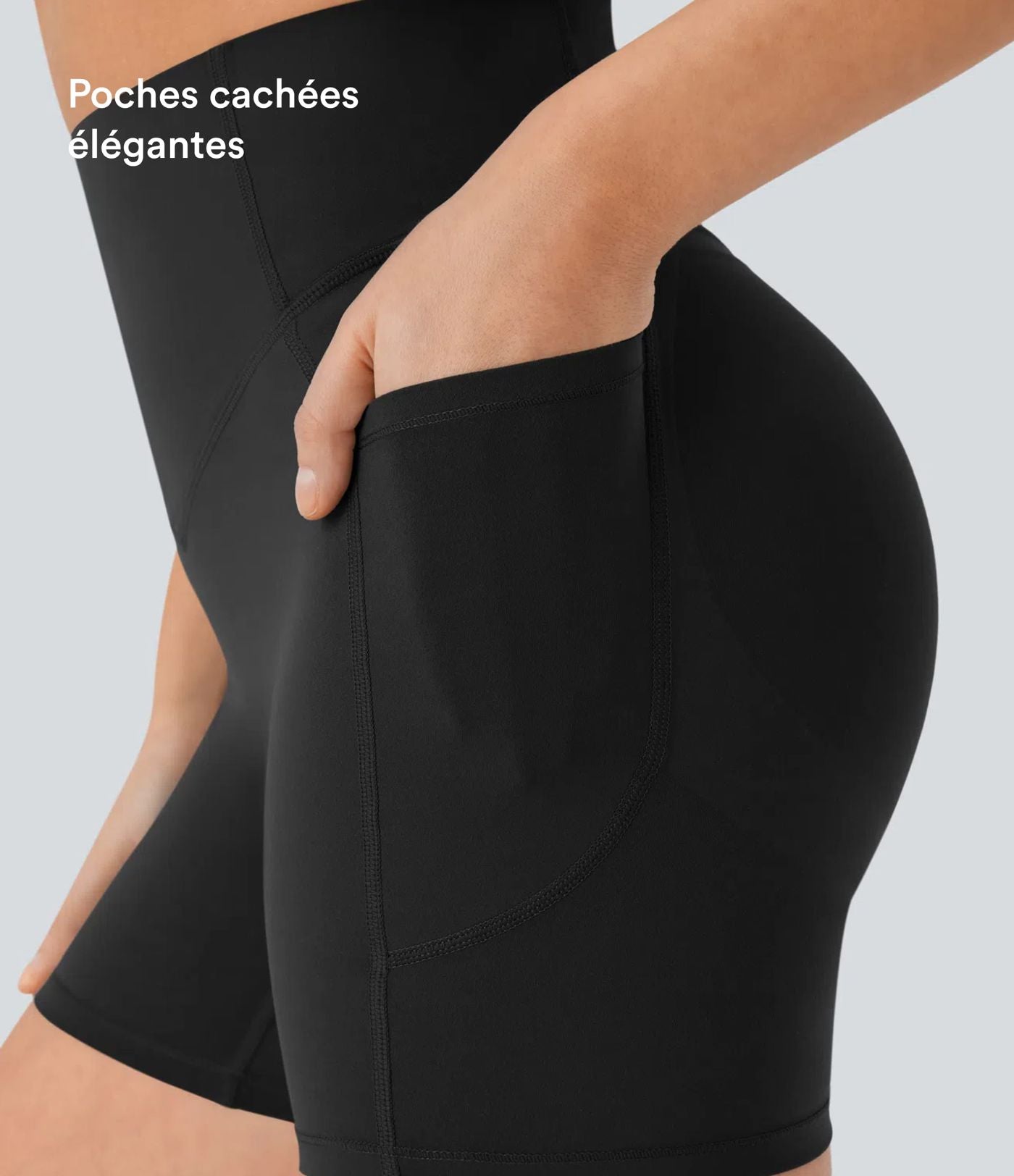 Short cycliste 12,5 cm d'entraînement gainant galbant taille haute avec effet scrunch et poches Halara UltraSculpt™