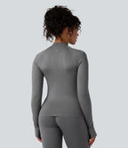 Veste de yoga Seamless Flow à fermeture éclair, manches longues et trous pour les pouces