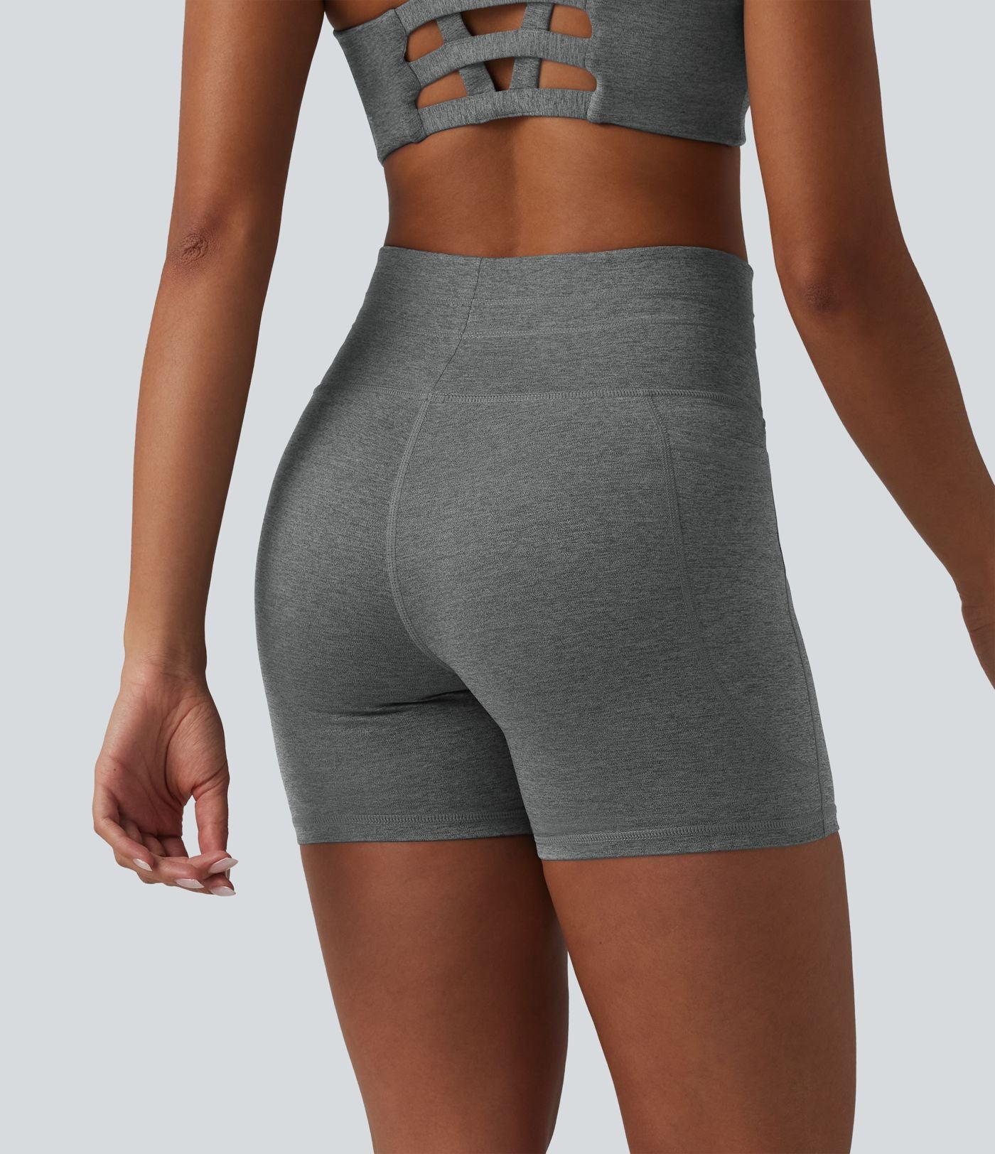 Short cycliste de yoga Halara UltraSculpt™ chiné, taille haute, cordon de serrage, séchage rapide, 12,5 cm, avec poches