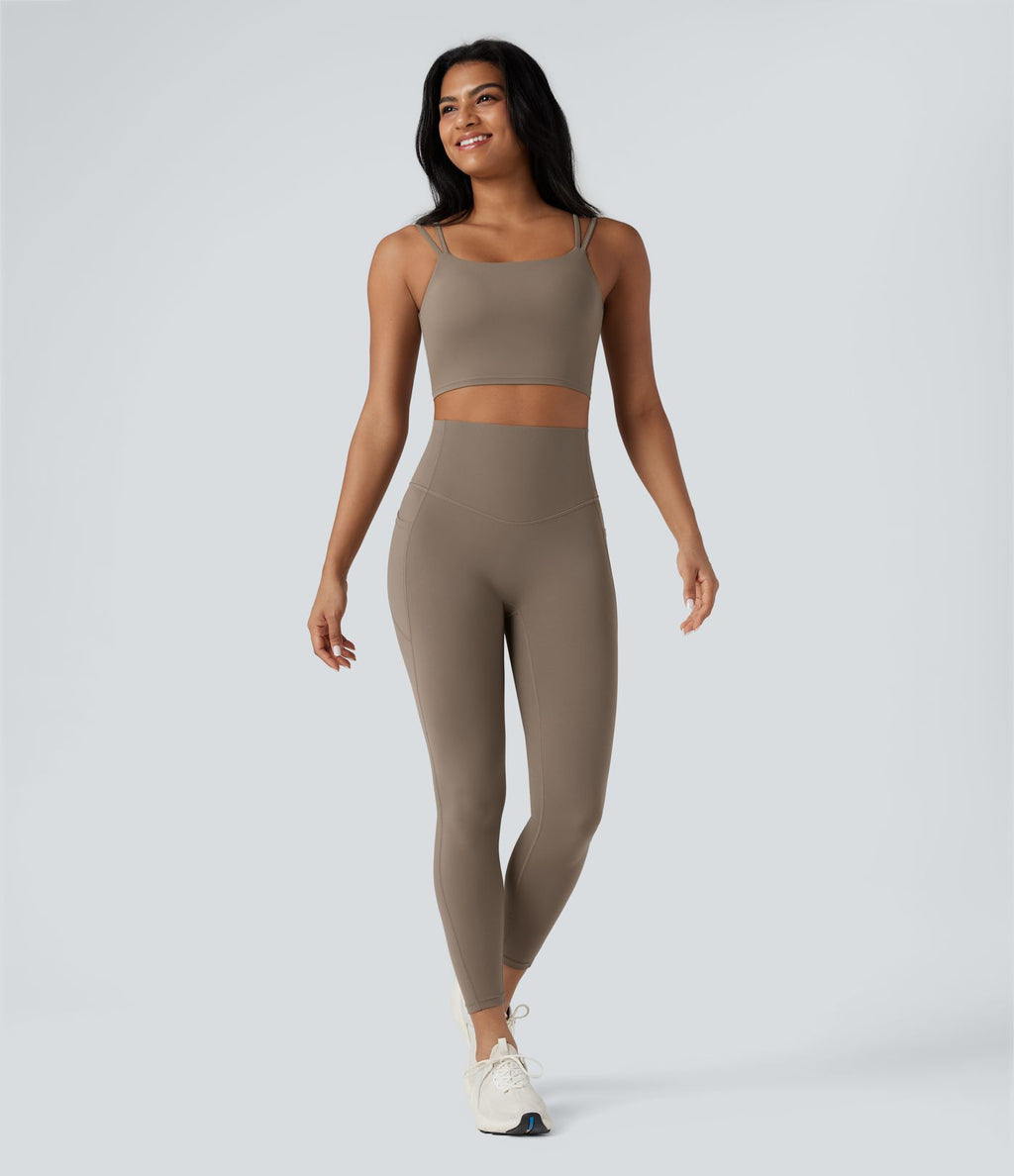 Débardeur yoga court Halara UltraSculpt™ double bretelles torsadé dos nu
