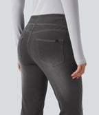 Halara Flex™ Jean bootcut décontracté extensible délavé taille haute à poches multiples