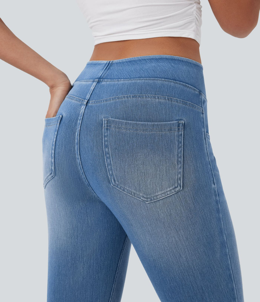Leggings 7/8 décontractés en denim taille haute avec poches Halara Flex™