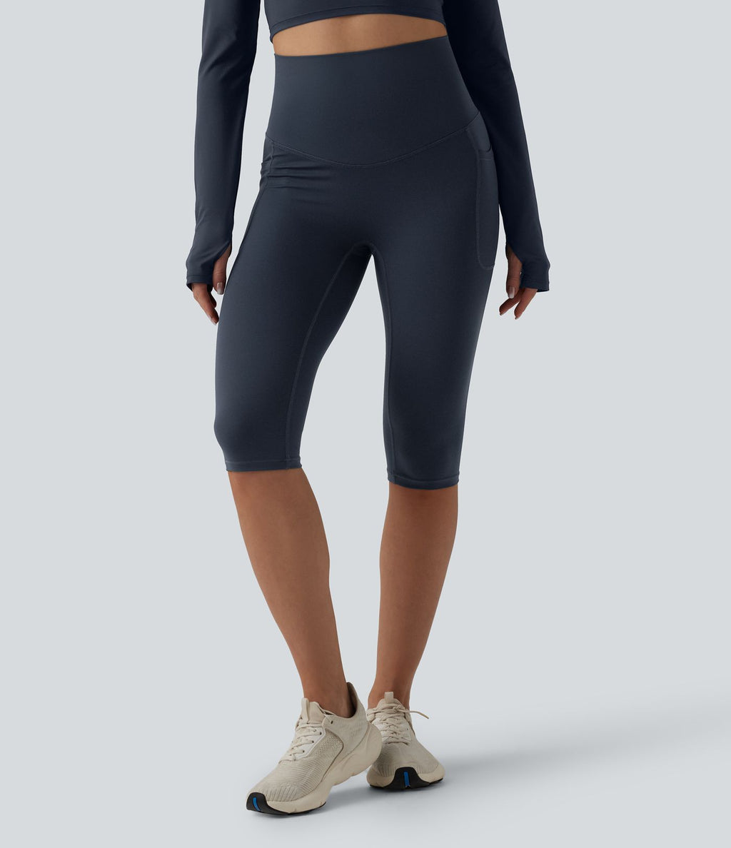 Halara Ultrasculpt™ Legging de running corsaire gainant taille haute dos croisé avec poches
