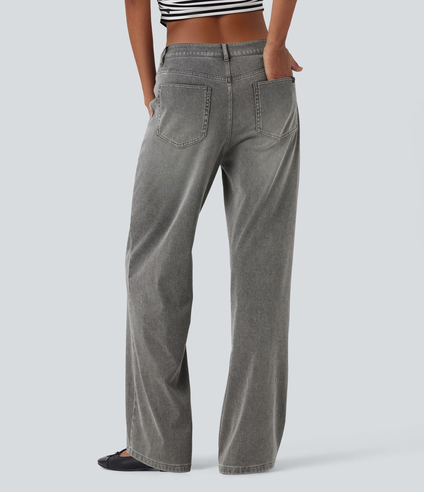 Halara Flex™ Jean coupe droite décontracté taille mi-haute avec poches