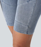 Halara Flex™ Short 22,8cm Casual En Denim Extensible Avec Poche Arrière Taille Midi
