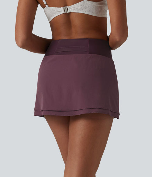 Bas de bikini 2-en-1 taille haute avec poche
