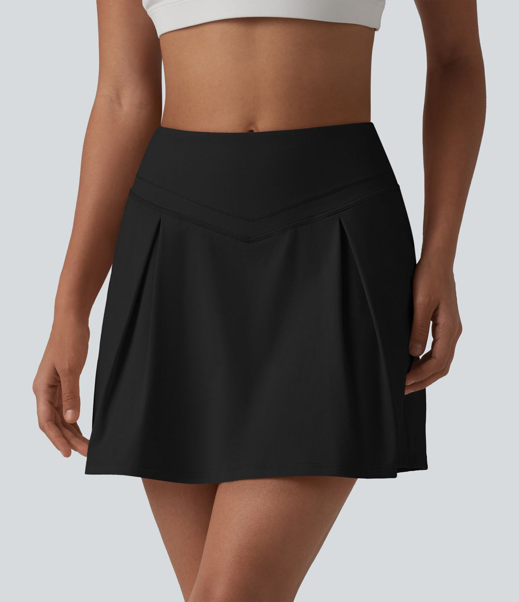 Jupe de sport 2-en-1 SoftlyZero™ Airy, taille mi-haute, effet ventre plat, froncée, avec poches - Protection solaire UPF50+