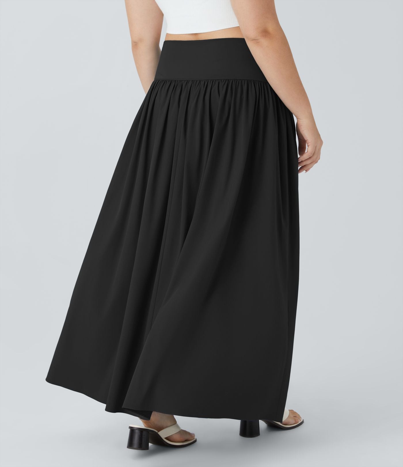 Breezeful™ Jupe Maxi Casual Grande Taille 2-en-1 à Taille Haute Plis et Fente à Séchage Rapide et Fluide