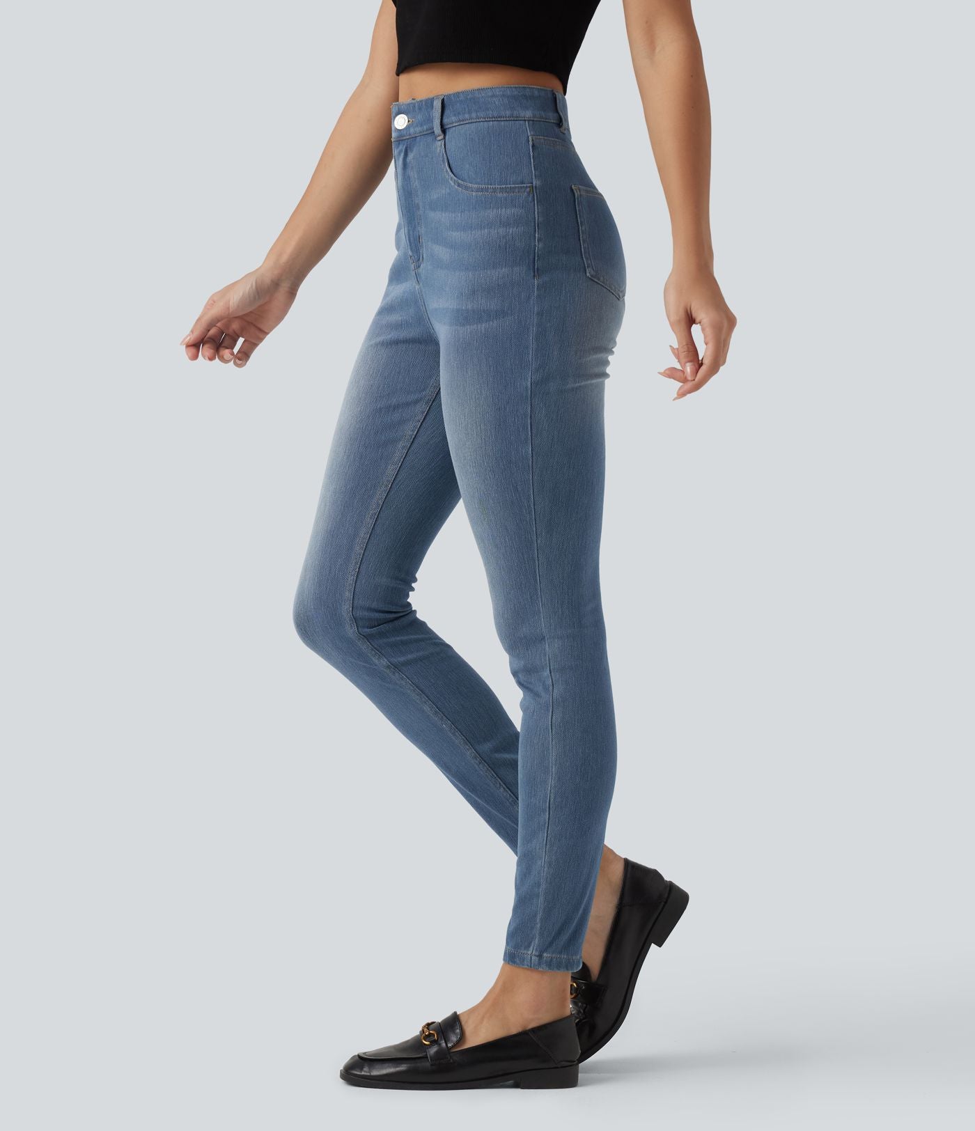 Jean ajusté décontracté Halara Flex™ taille haute avec poches