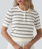 Pull de travail col Henley manches courtes rayé