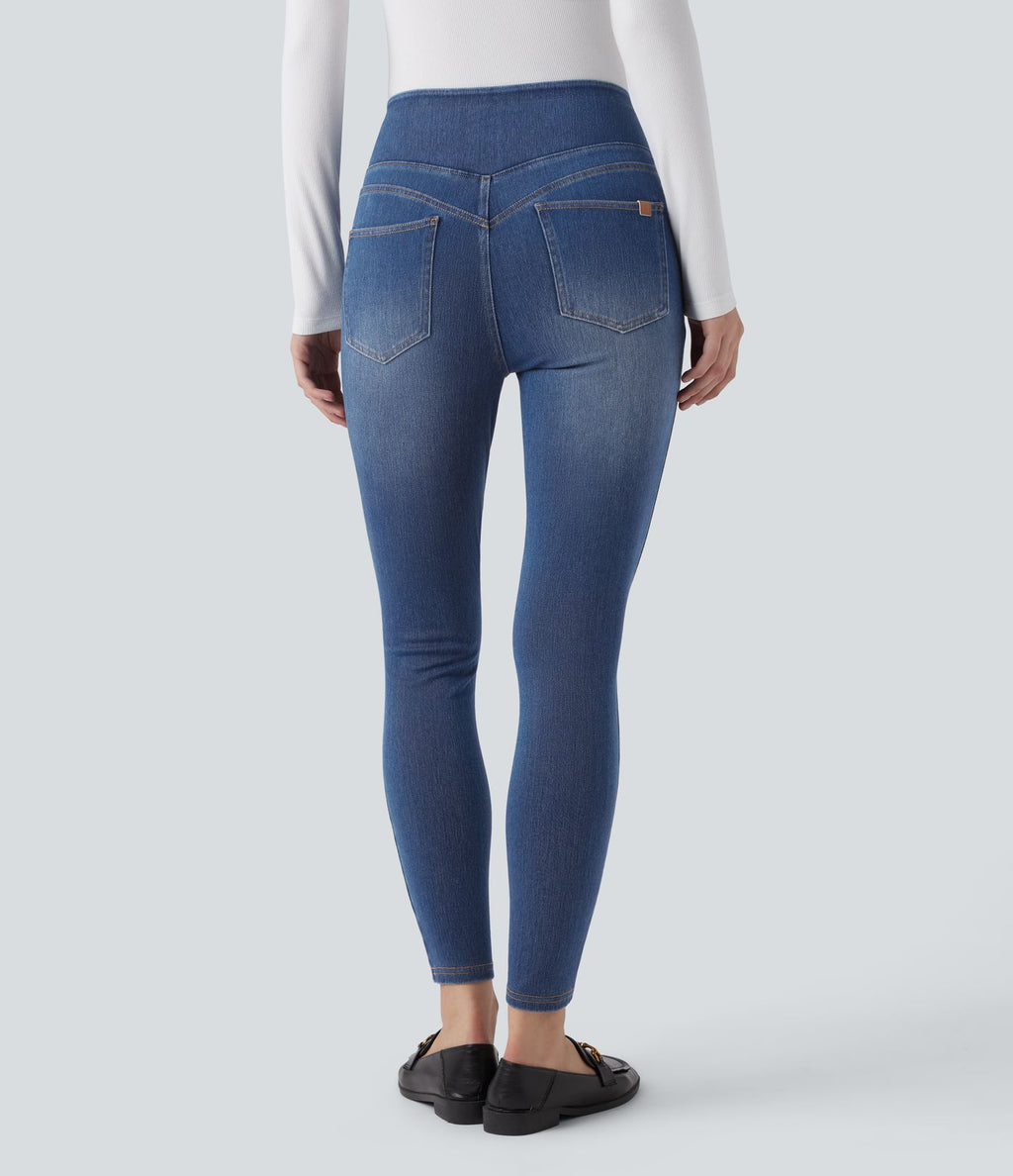Legging 7/8 skinny en denim Halara Flex™ taille haute gainant avec poches