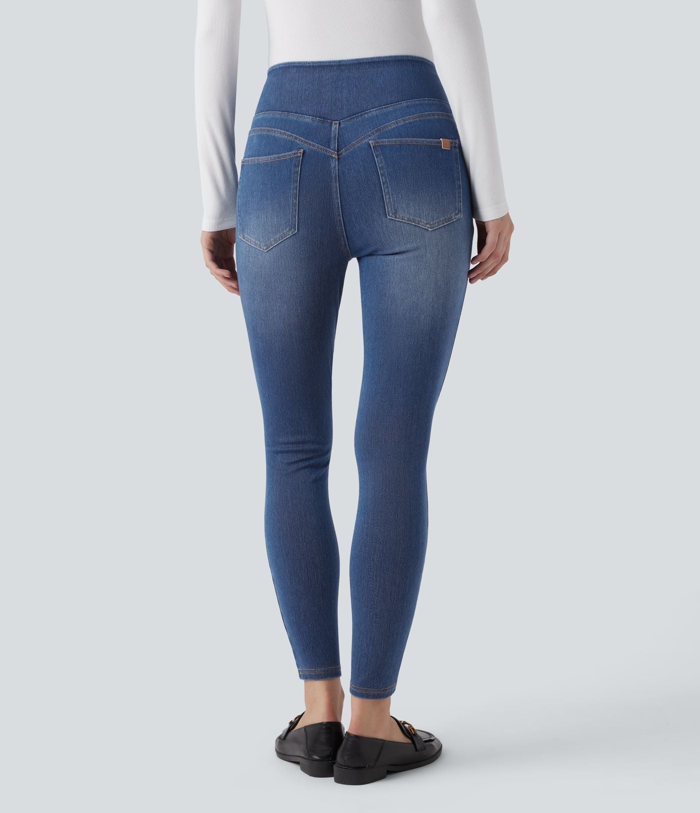 Legging 7/8 skinny en denim Halara Flex™ taille haute gainant avec poches