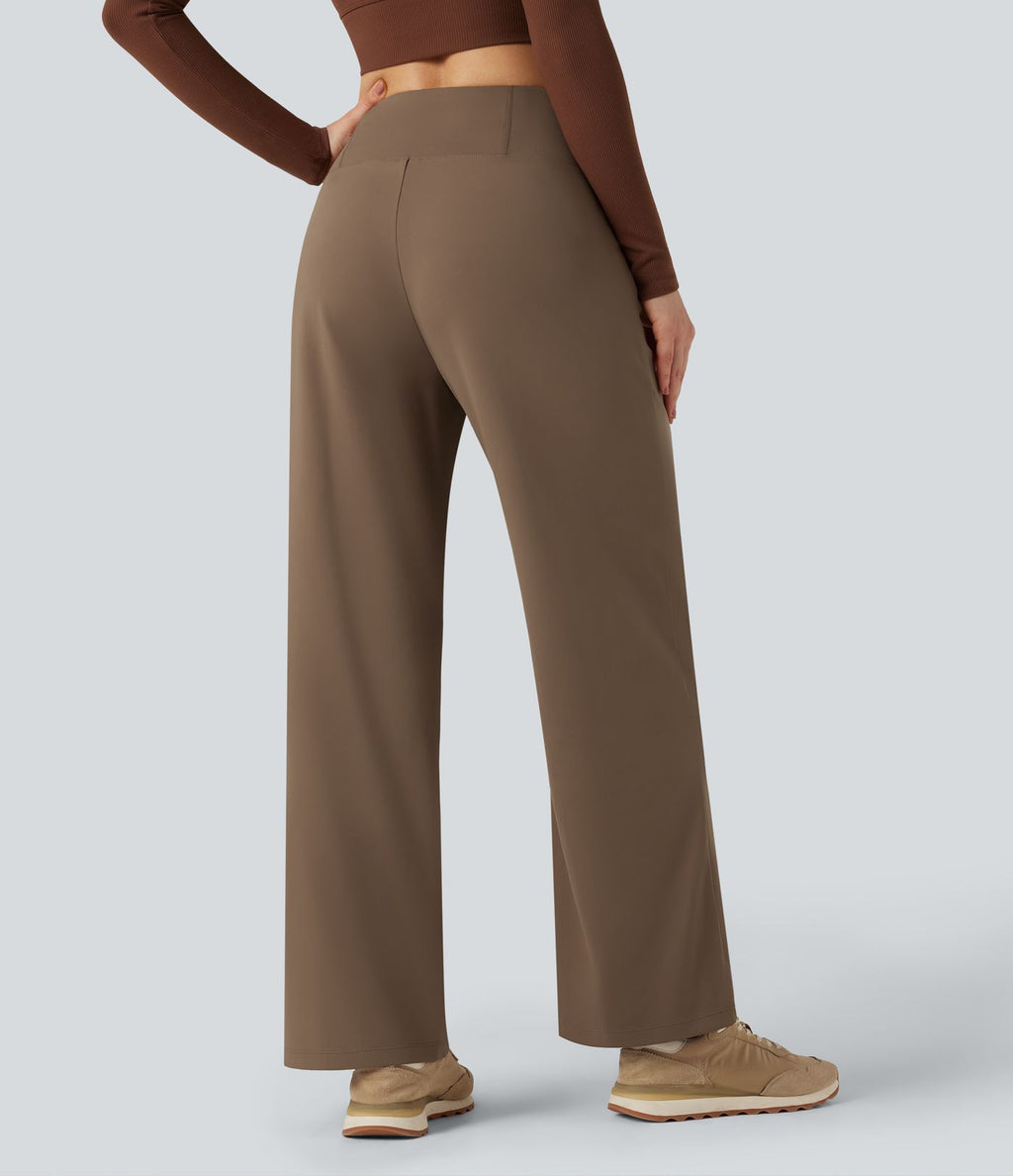 Pantalon de yoga large gainant taille haute avec poches