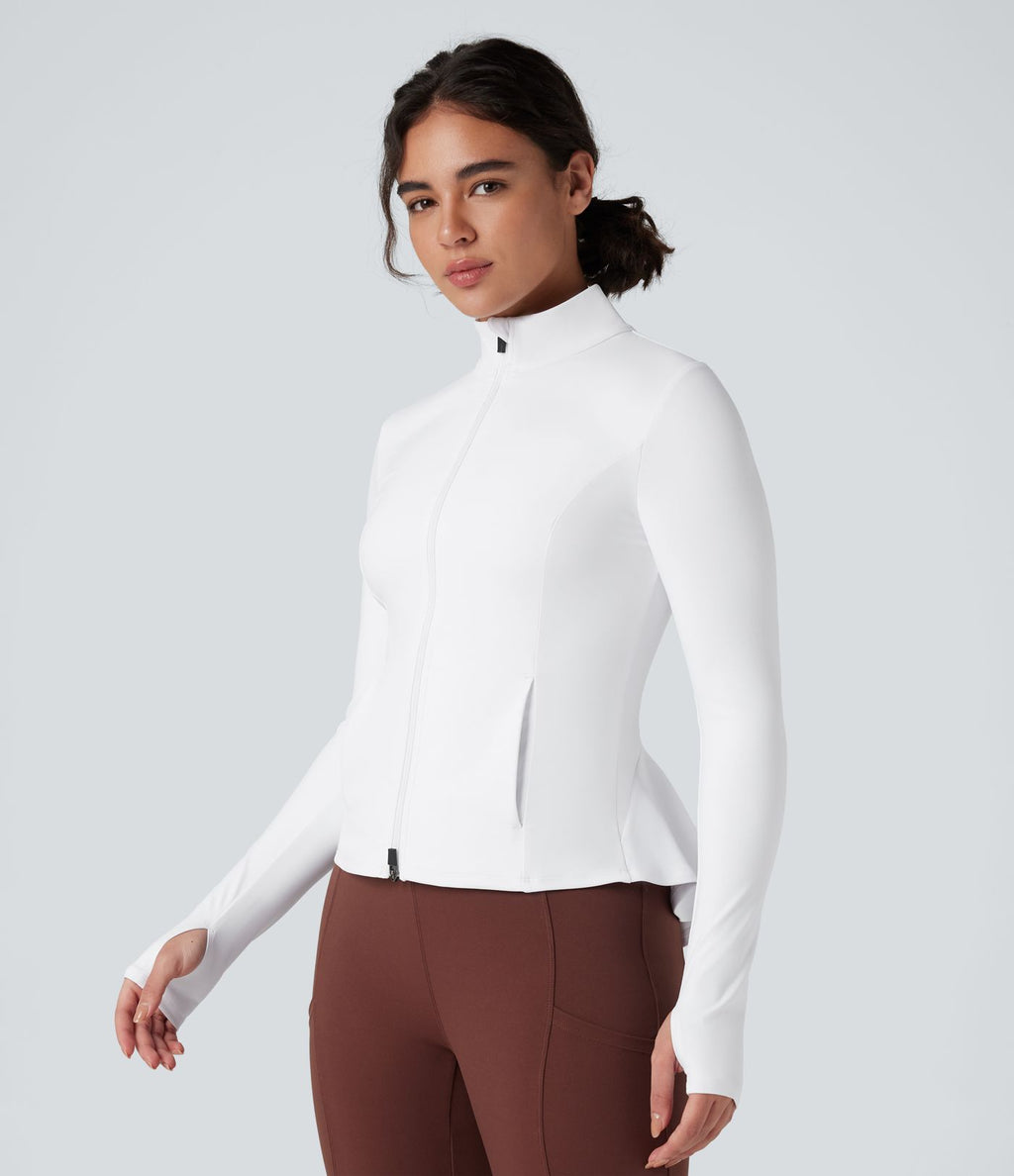 Veste ajustée col montant zippée avec passants pouces et ourlet à volants DayStretch avec poches