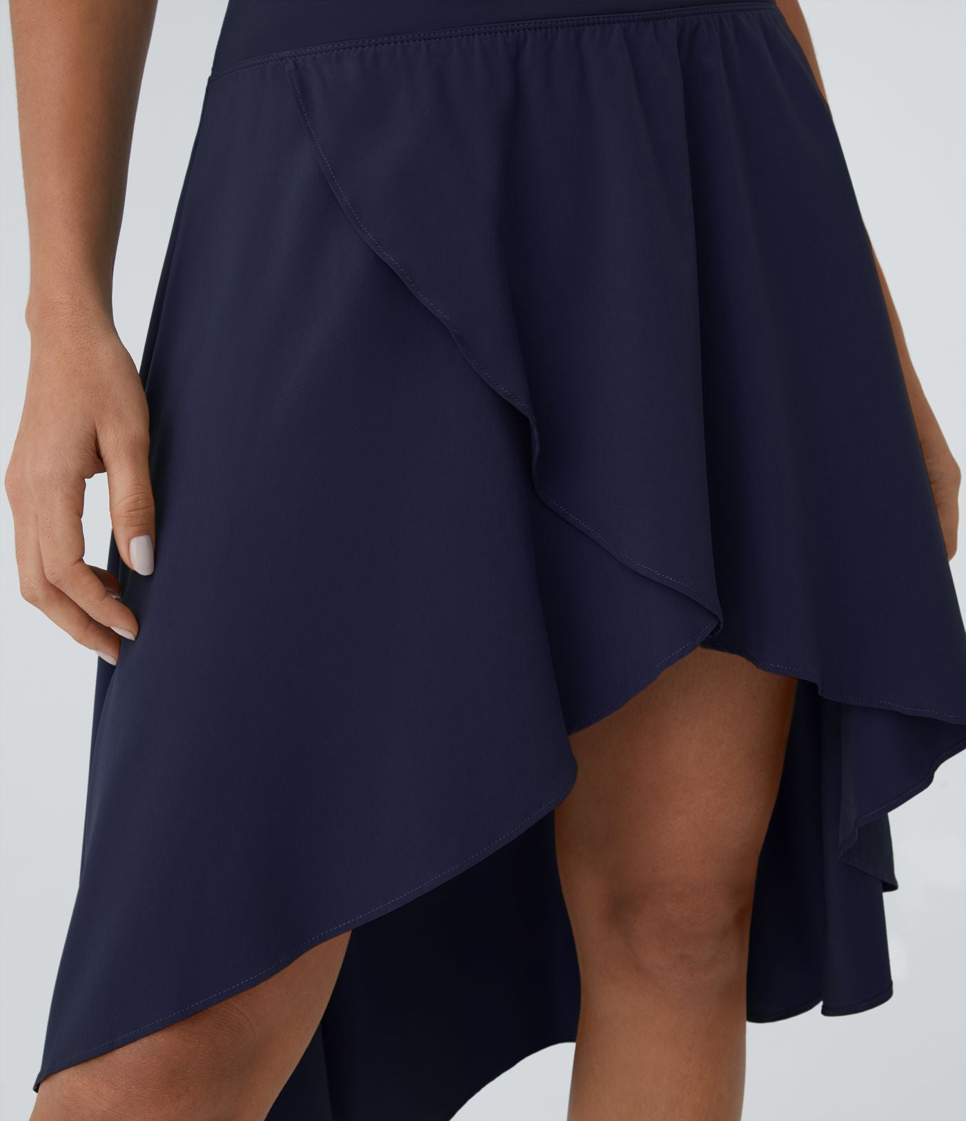 Breezeful™ Jupe Danse Fluide 2-en-1 à Taille Haute Volants Asymétriques Haut-Bas et Séchage Rapide