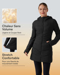 Doudoune longue extensible PuffFlex à capuche avec poches