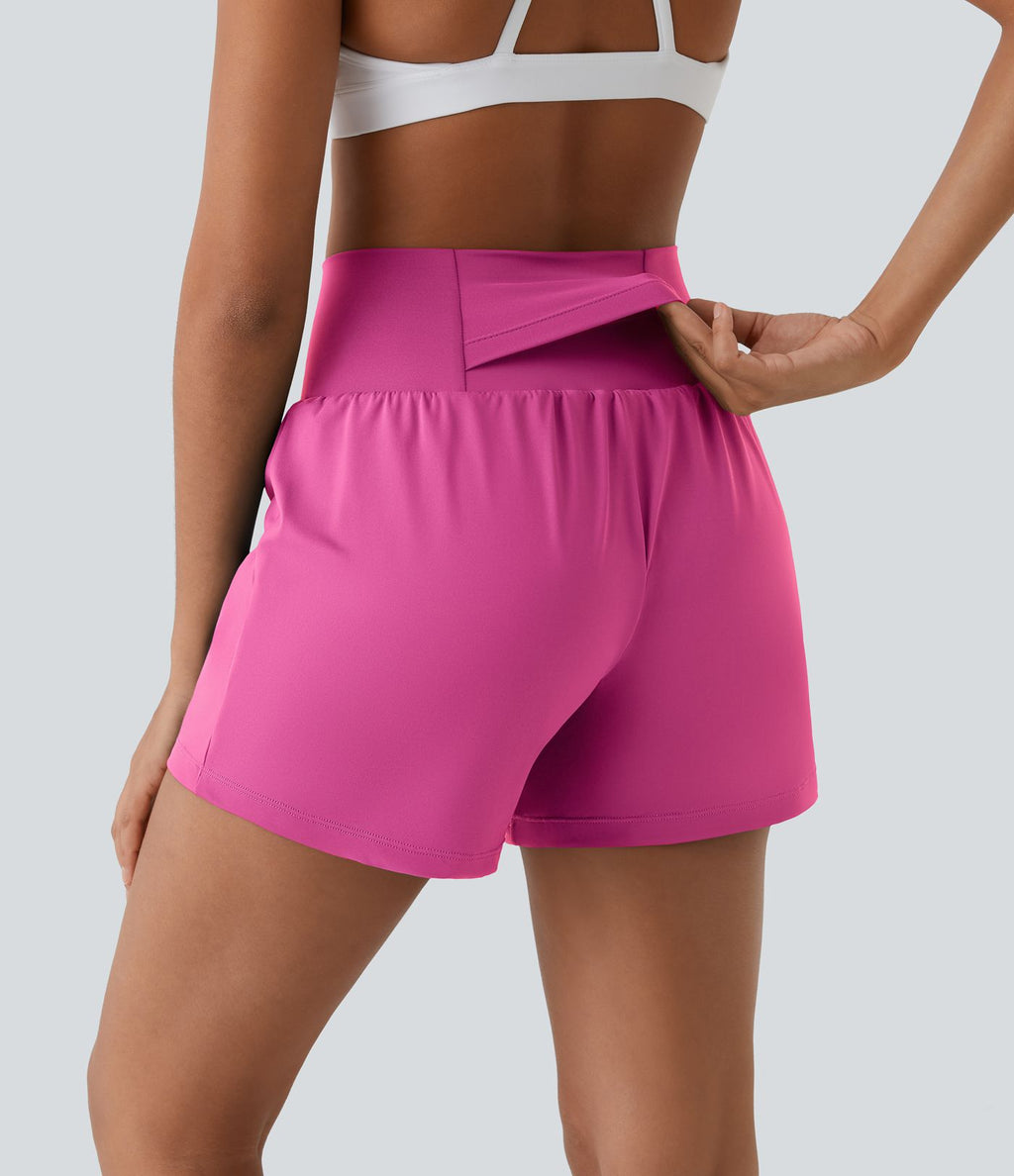 Short yoga 2-en-1 SoftlyZero™ Airy effet frais InstantCool taille très haute 12,5 cm avec poches, longueur allongée