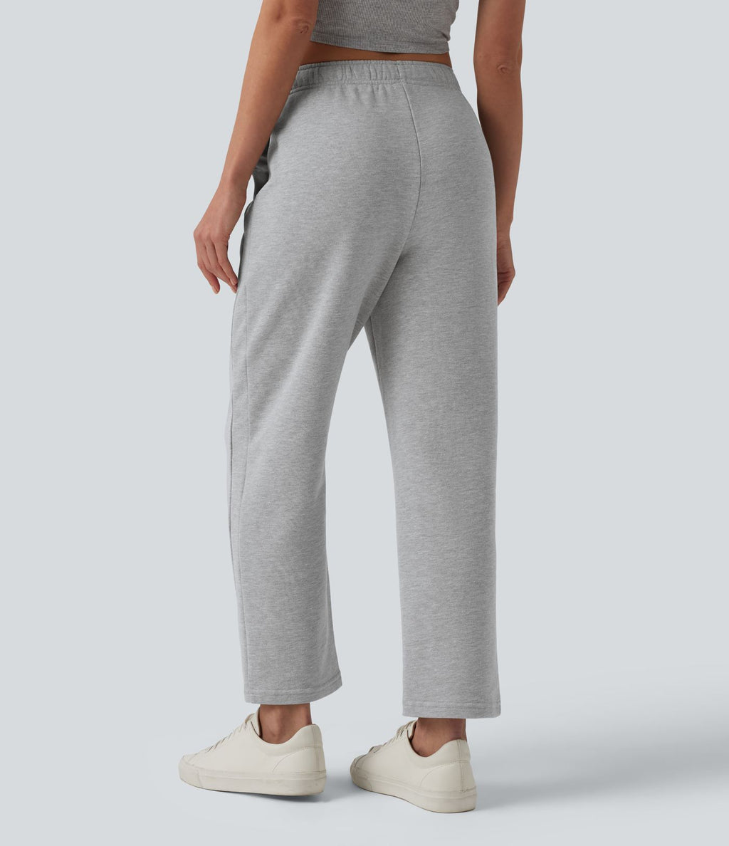 Pantalon de jogging décontracté fuselé taille mi-haute avec cordon de serrage intérieur coton avec poches