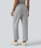 Pantalon de jogging décontracté fuselé taille mi-haute avec cordon de serrage intérieur coton avec poches